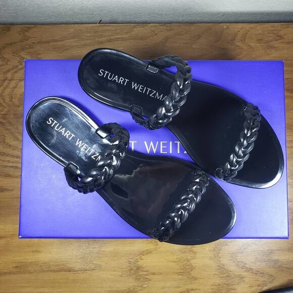 Stuart Weitzman Braida Sawyer Jelly Sandals Beach Ready Size 8 Black Sandals - Picture 2 of 13